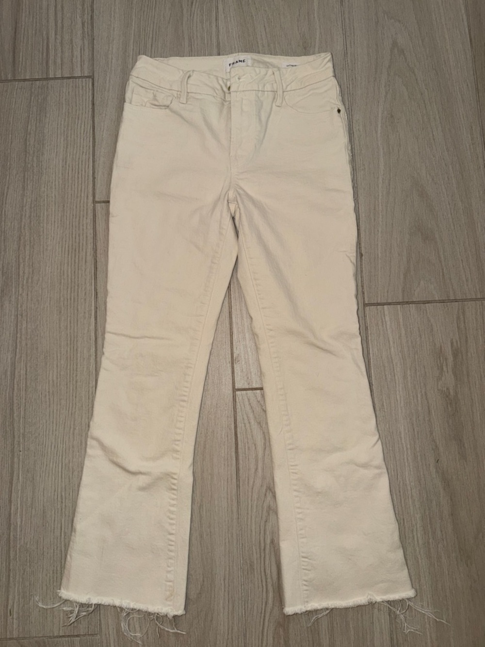 Frame Denim Cream Wide Leg Jeans